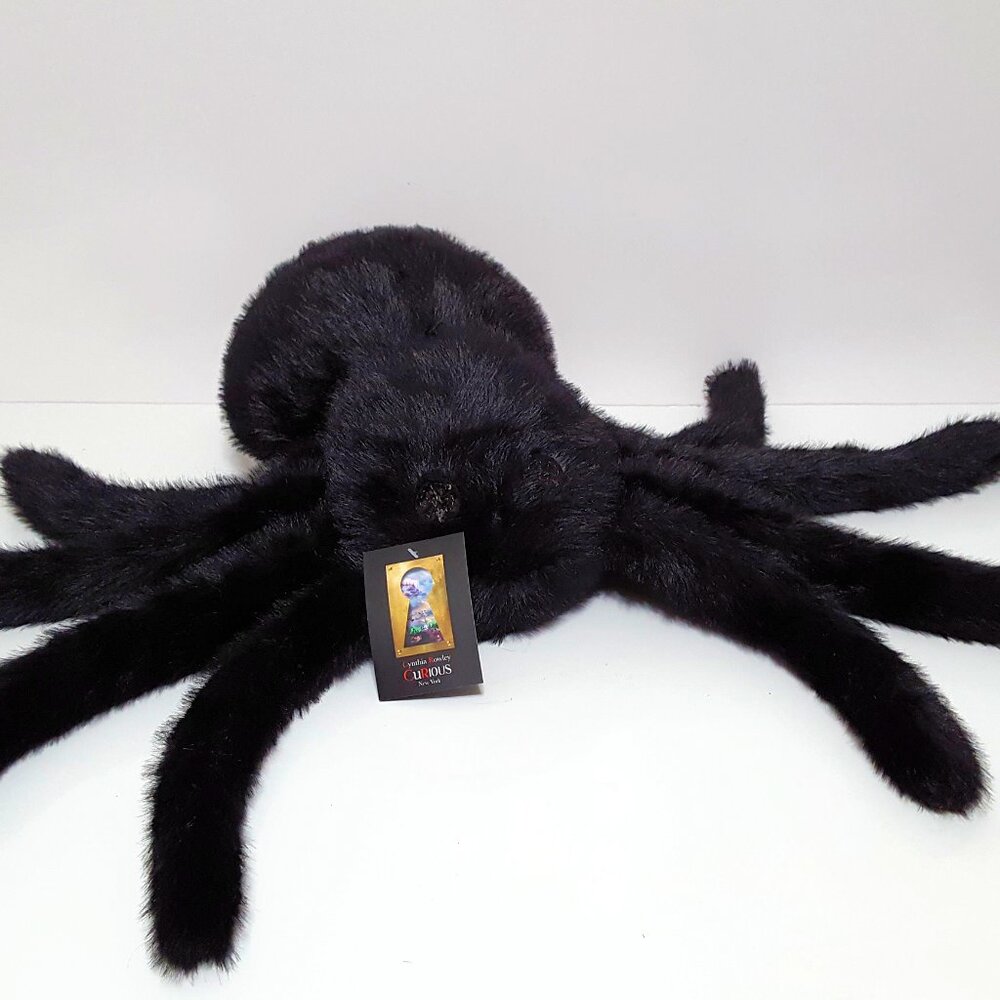 NEW RARE CYNTHIA ROWLEY Oversized Faux Fur Halloween Spider Pillow 9x17